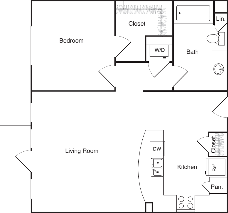 One Bedroom - A floor plan