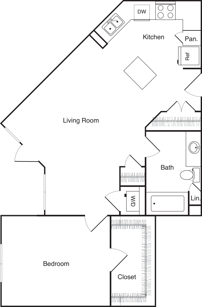 One Bedroom - B floor plan