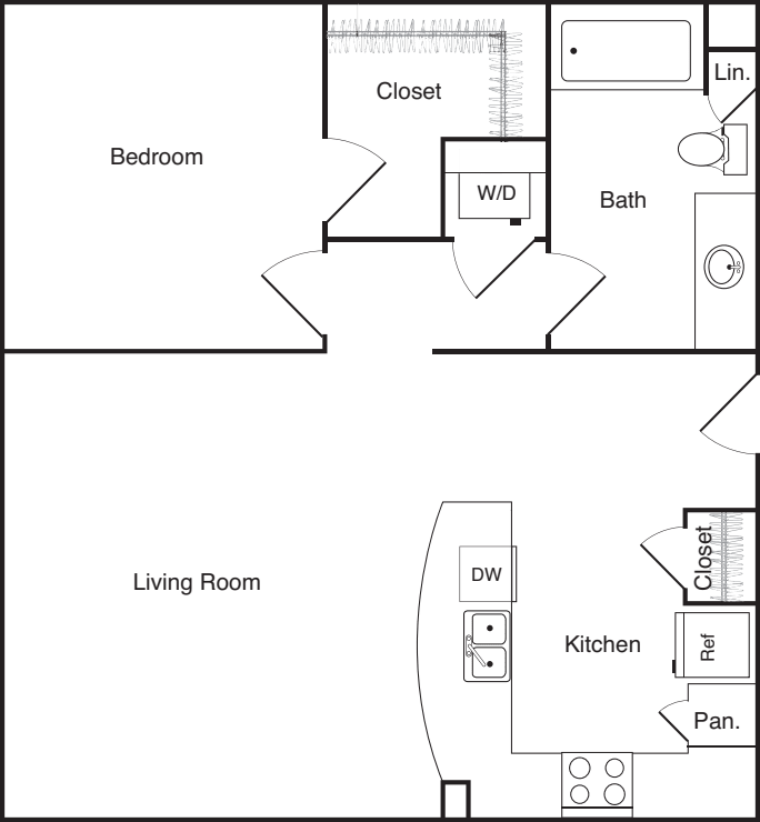 One Bedroom - E floor plan