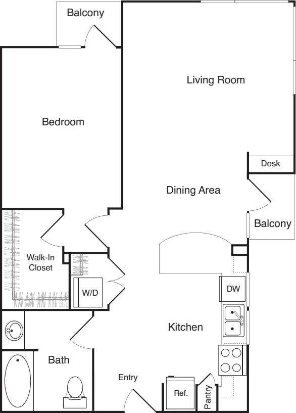 One Bedroom - H floor plan