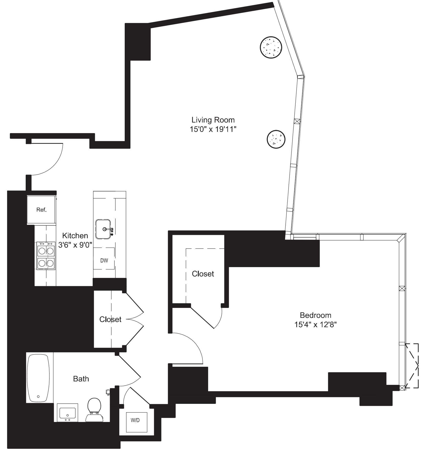 One Bedroom G 8-17 floor plan