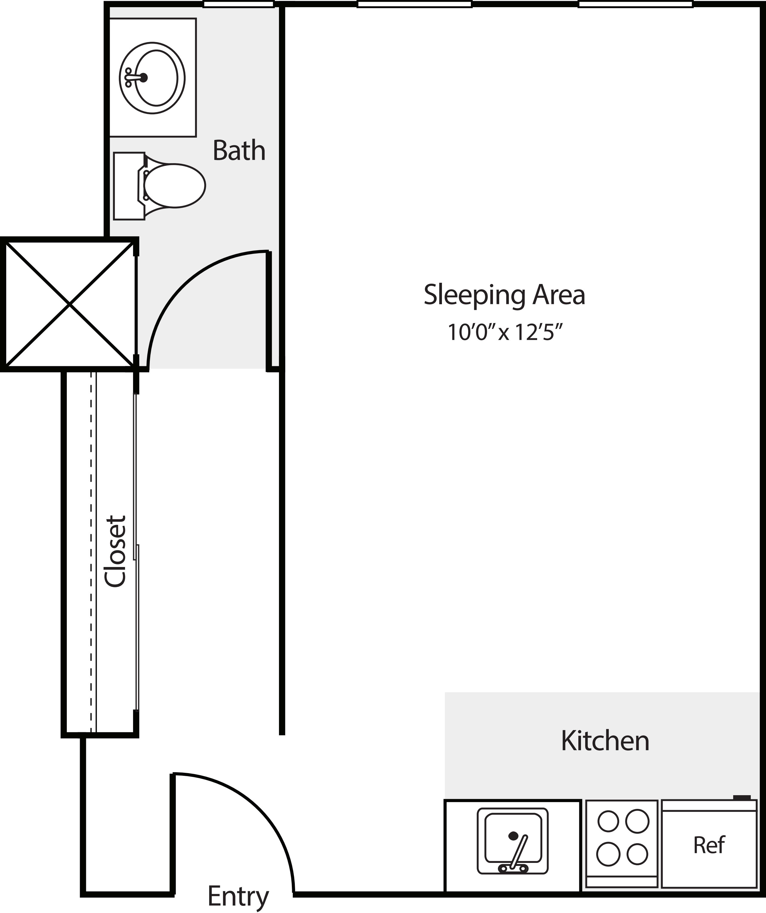 Studio E floor plan