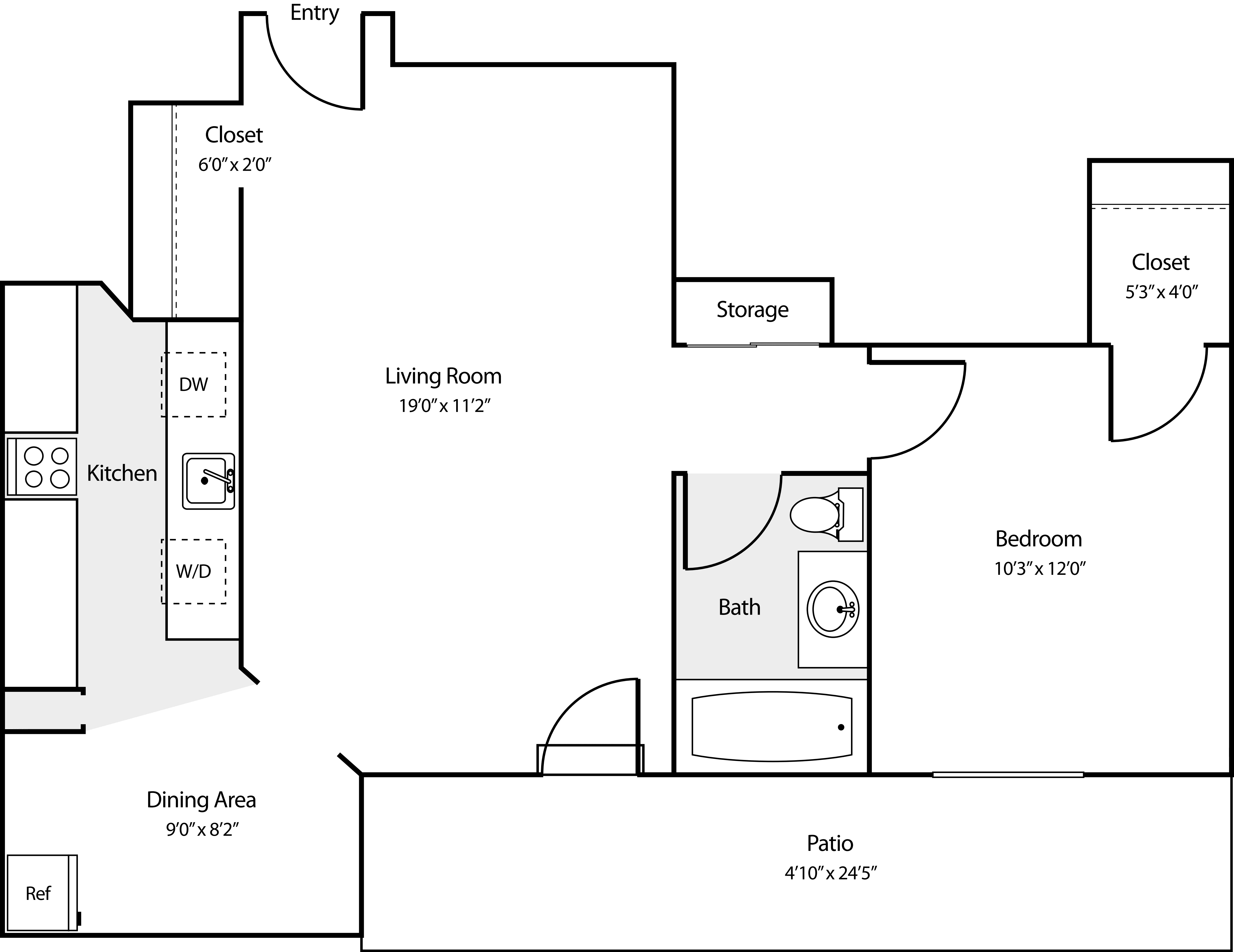 1 Bedroom CC floor plan