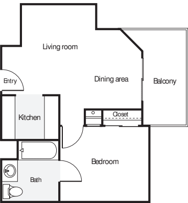 1 Bedroom H floor plan