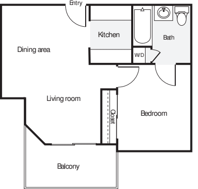 1 Bedroom K floor plan