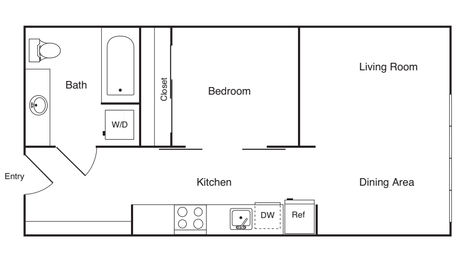 1 Bedroom B floor plan