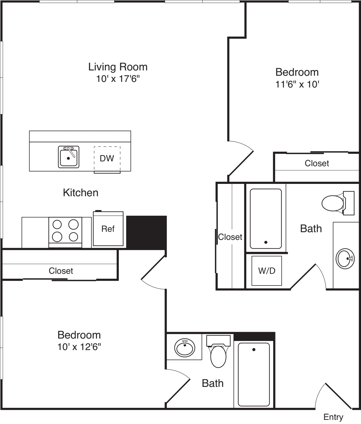2 Bedroom E floor plan
