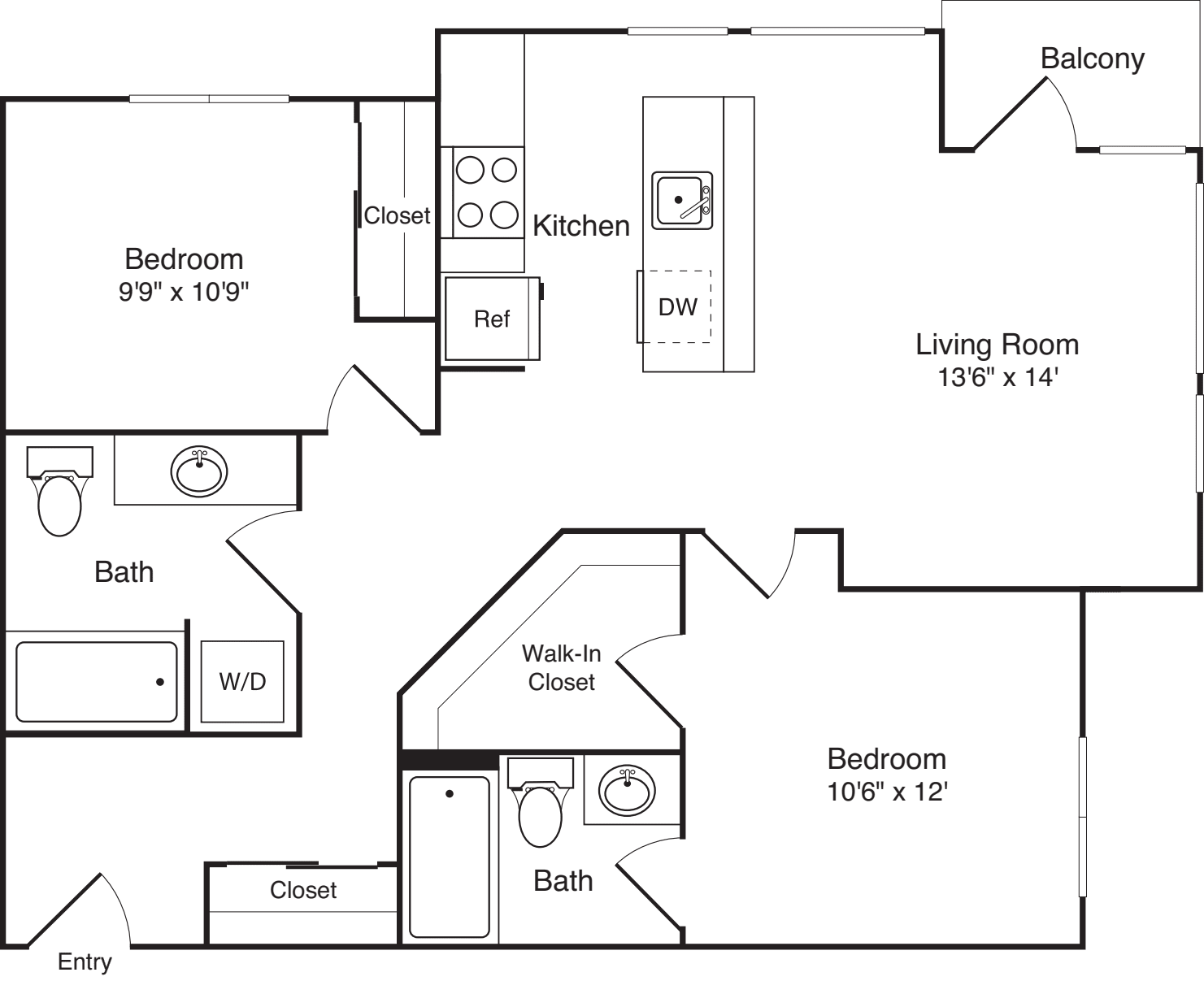 2 Bedroom H floor plan
