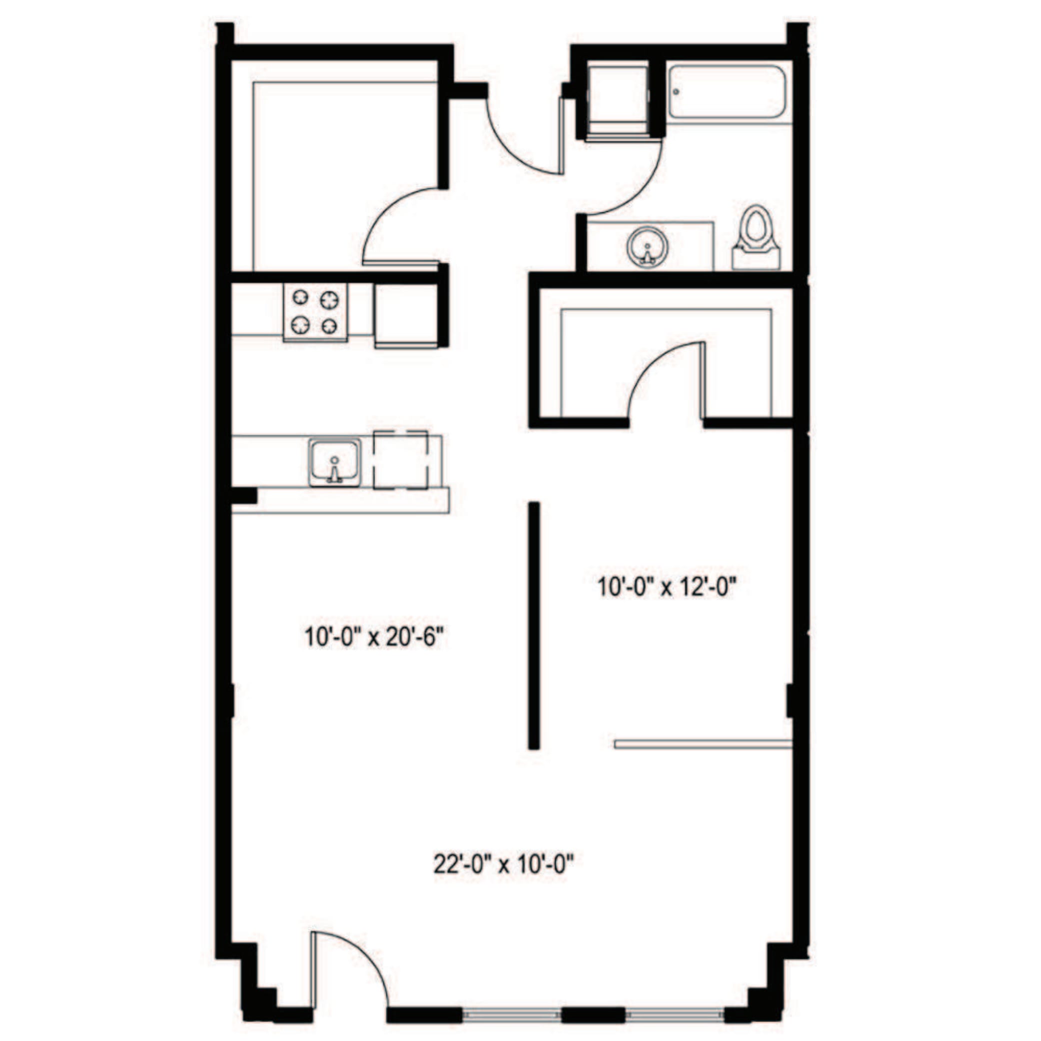 1 Bedroom H floor plan