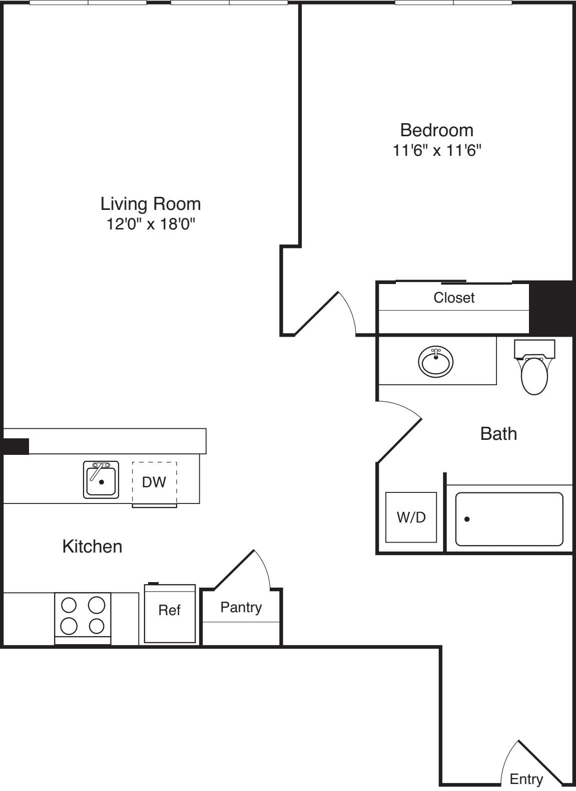 1 Bedroom J floor plan