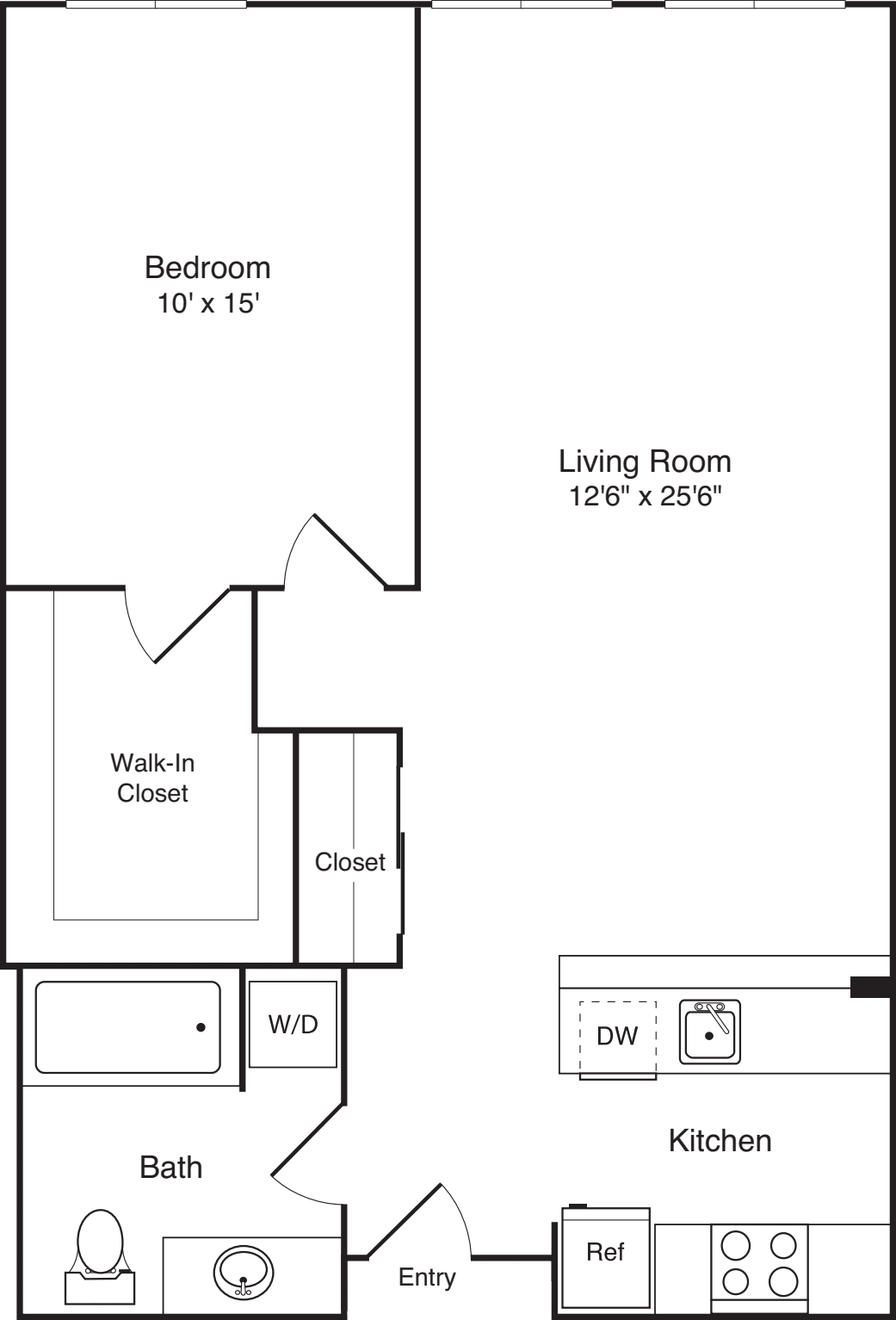 1 Bedroom M floor plan