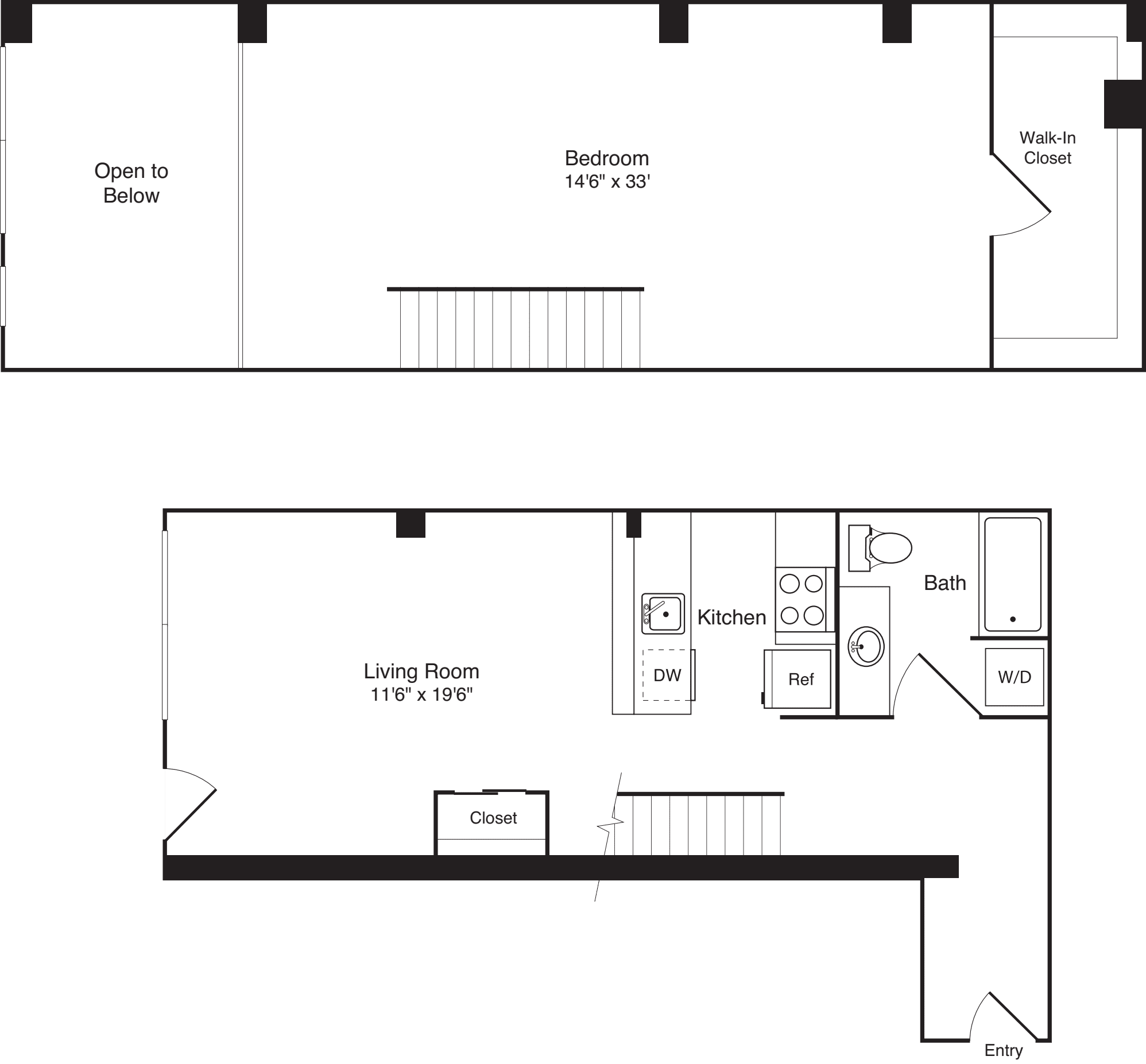 1 Bedroom Loft D floor plan