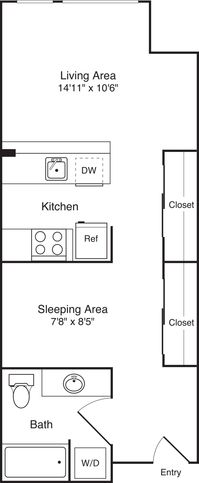 1 Bedroom O floor plan