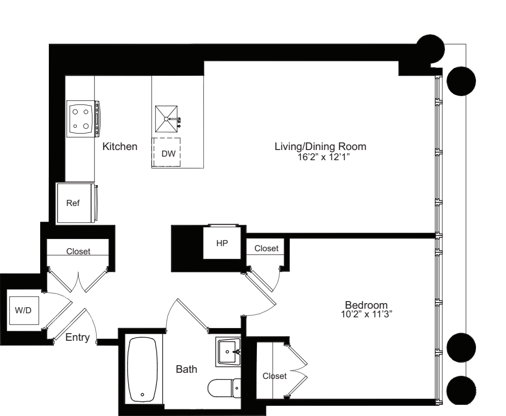 One Bedroom G 9-13 floor plan