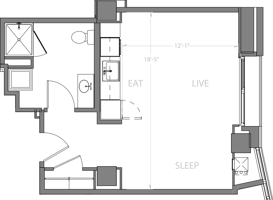 Studio A floor plan