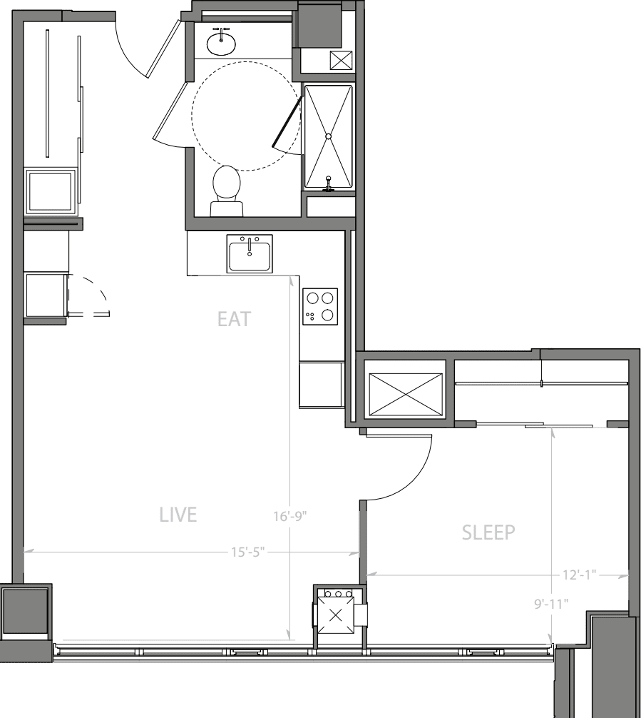 1 Bedroom D floor plan