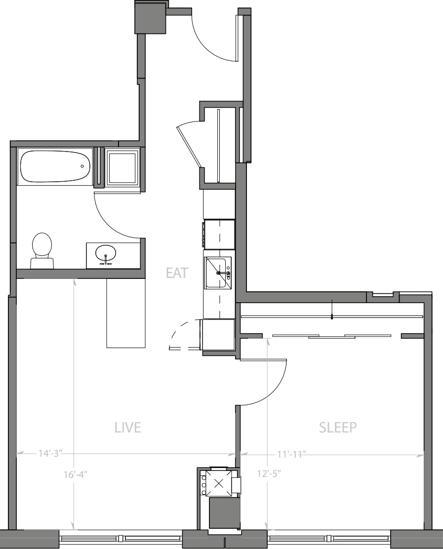 1 Bedroom F floor plan