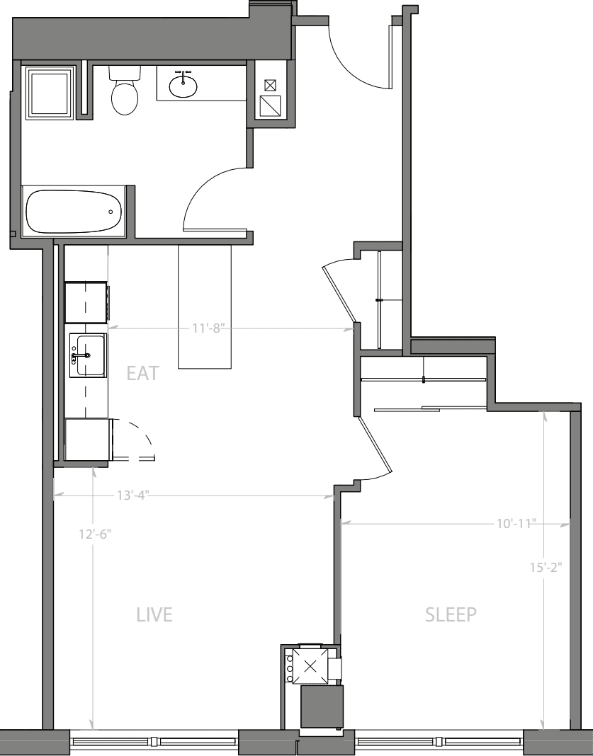 1 Bedroom H floor plan