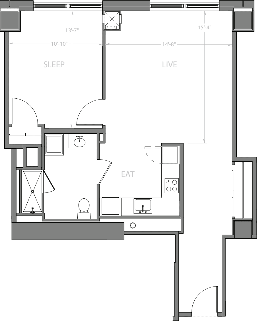 1 Bedroom K floor plan