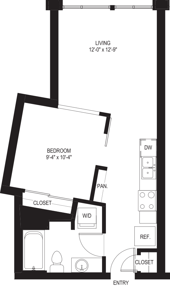 One Bedroom O2-A floor plan