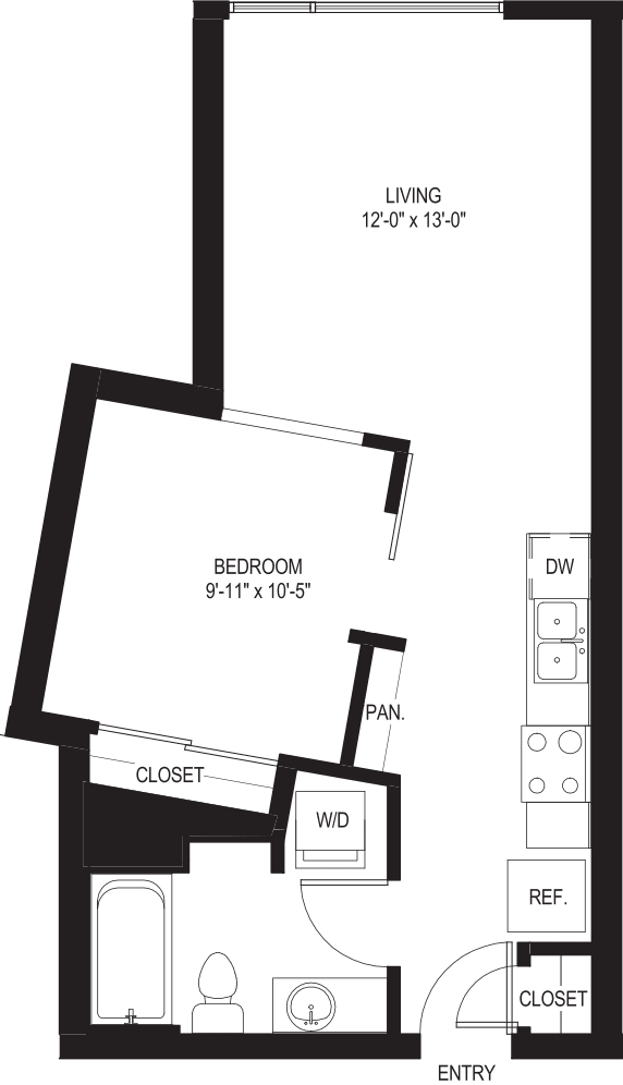 One Bedroom O2 floor plan