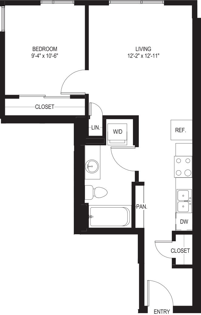 One Bedroom A4 floor plan