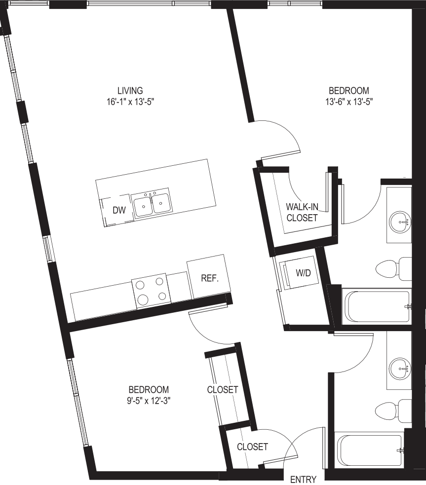 Two Bedroom B1 floor plan