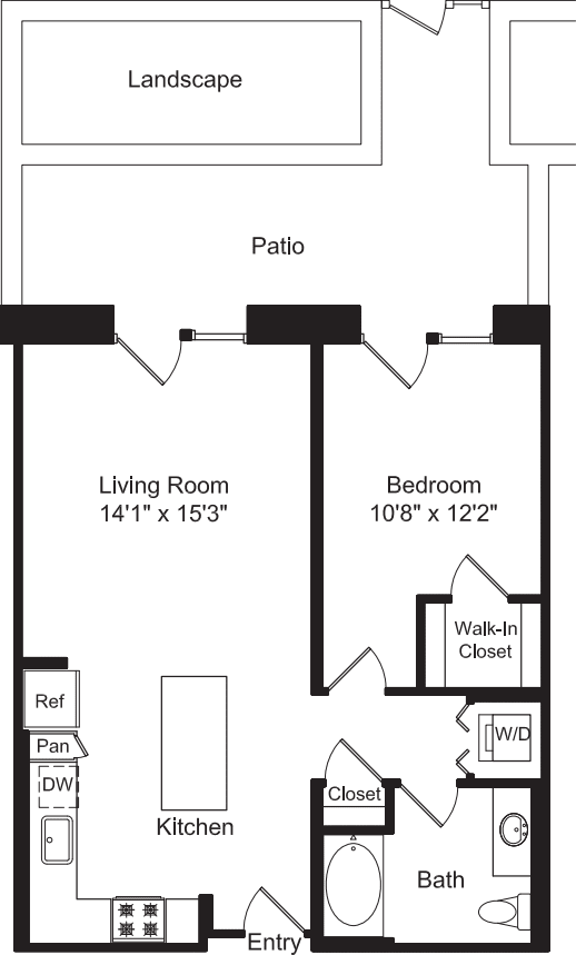 One Bed A4 with Patio floor plan