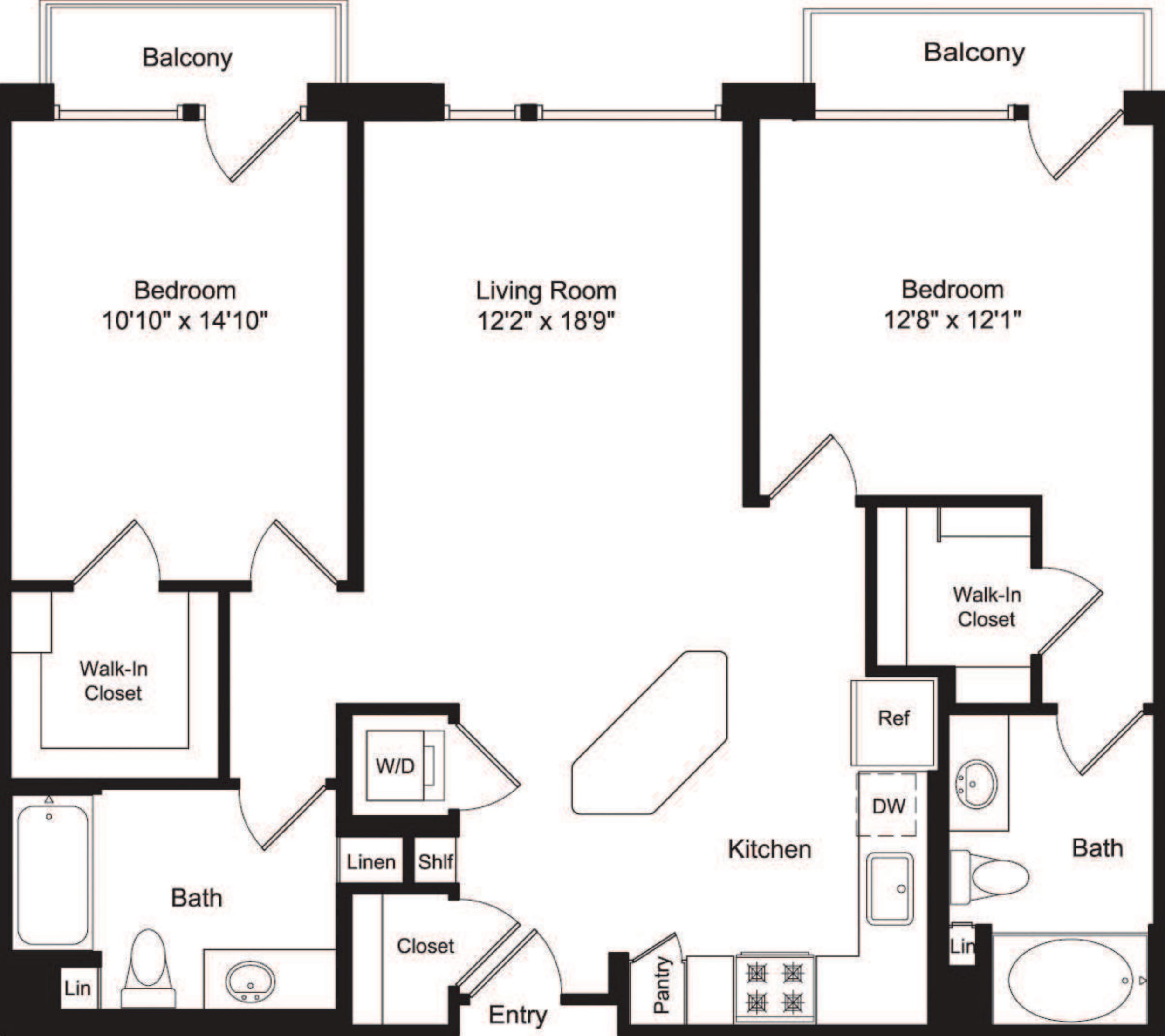 Two Bed B1 Balcony Off Living Room floor plan