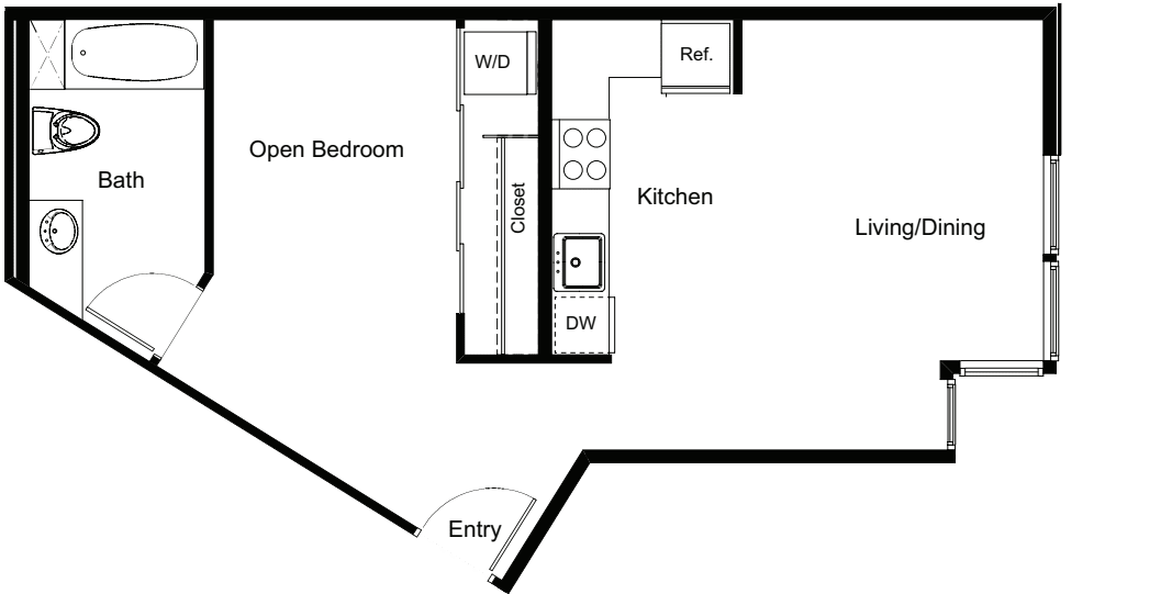 Open 1 Bedroom A floor plan