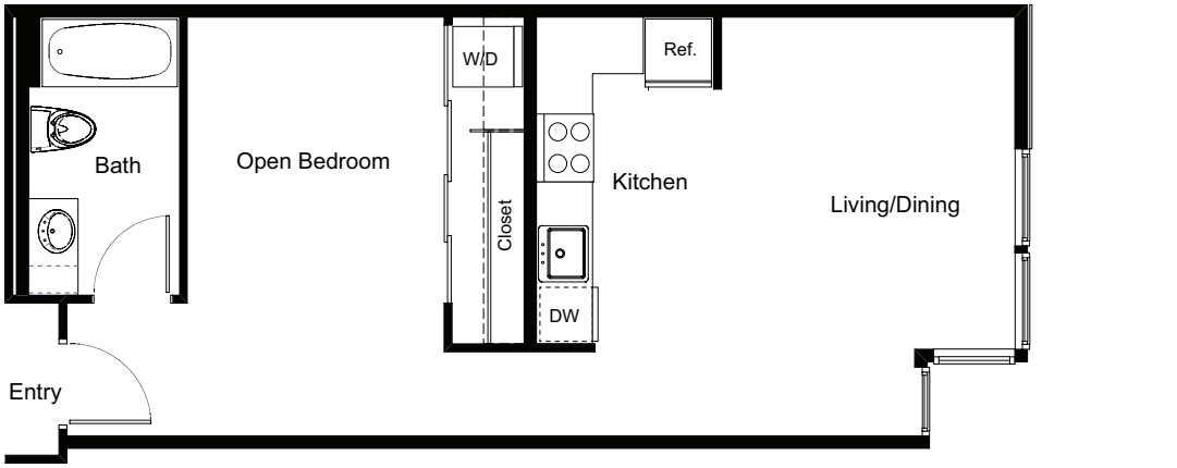 Open 1 Bedroom B floor plan