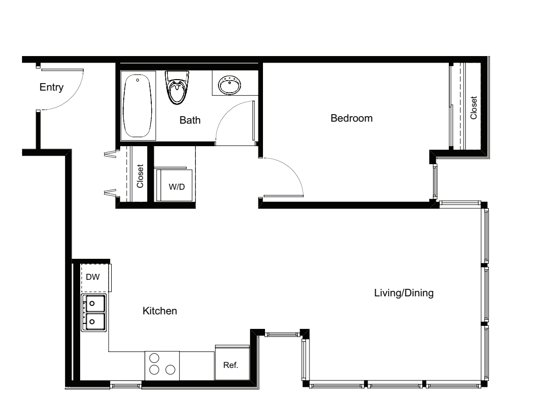 1 Bedroom B floor plan