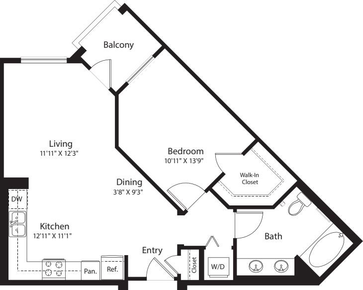 1 Bed- E02 floor plan