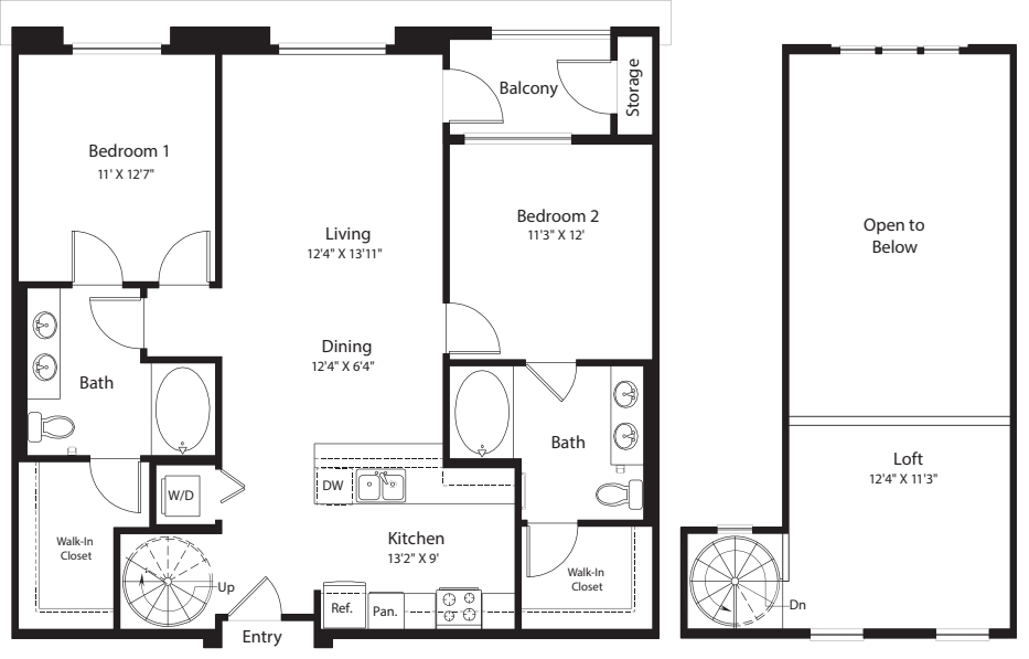 2 Bed- U19 Loft floor plan