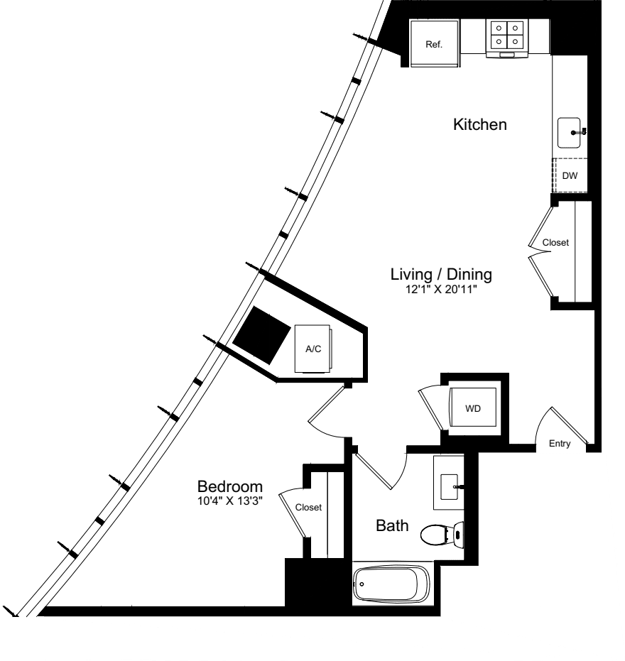 1 Bedroom Q floor plan