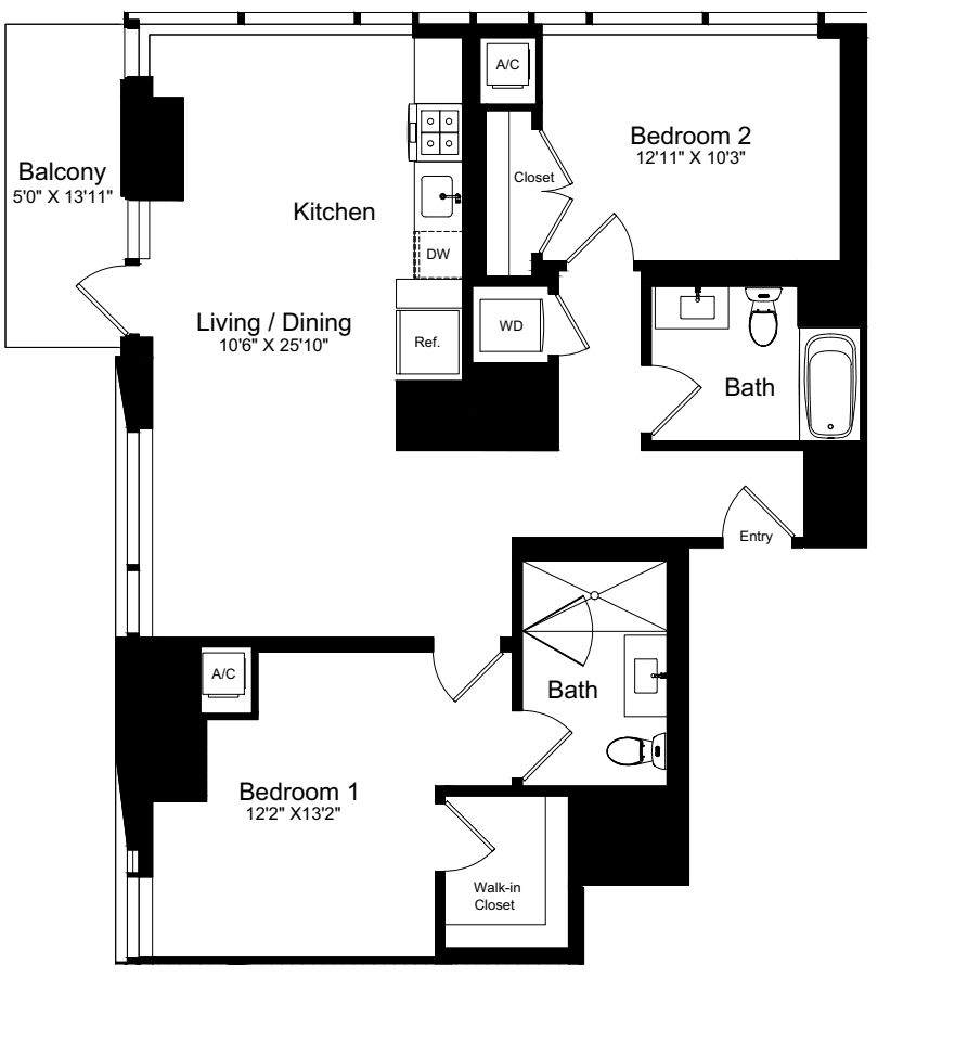 2 Bedroom P floor plan