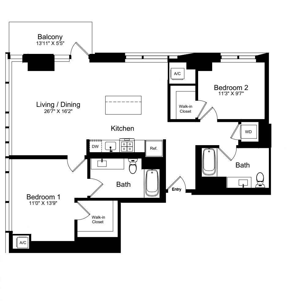 2 Bedroom R floor plan