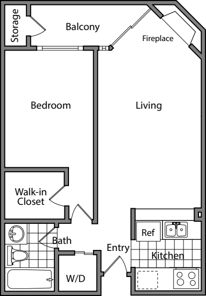 1 Bedroom B floor plan