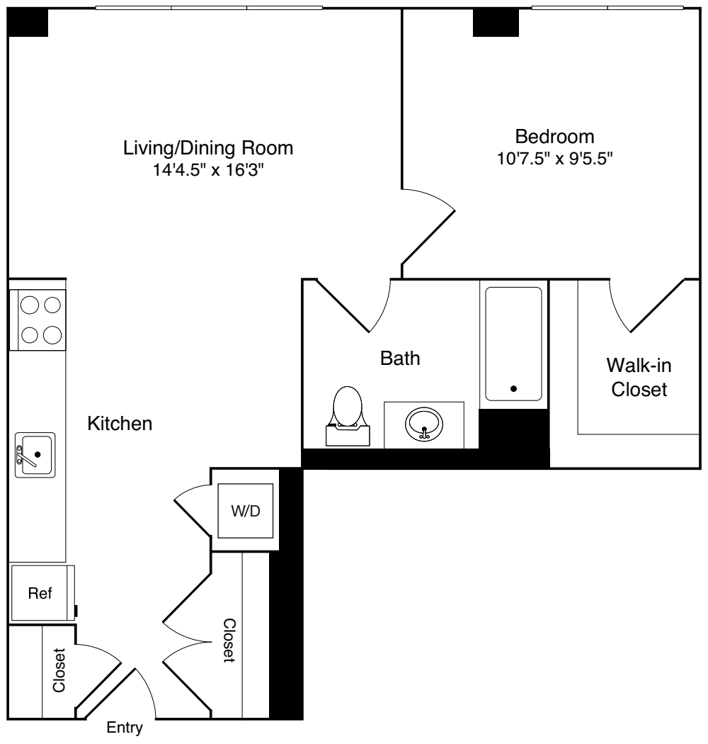 1 Bedroom E floor plan