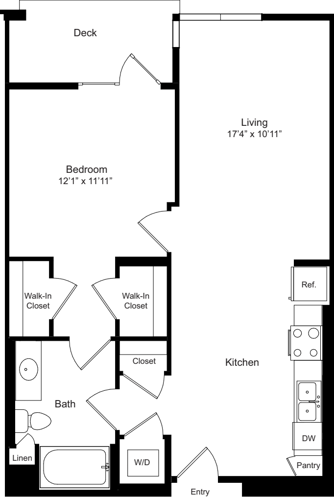 One Bedroom H floor plan