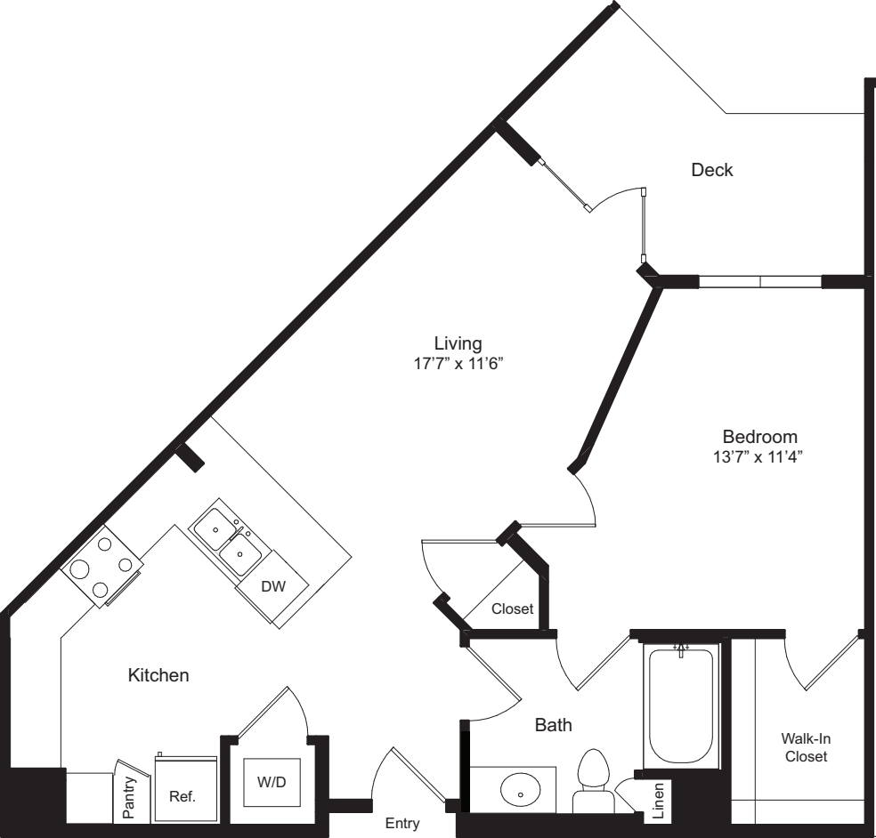 One Bedroom M floor plan