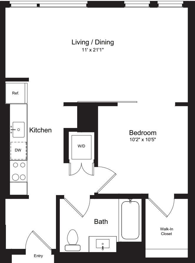 1 Bedroom H floor plan