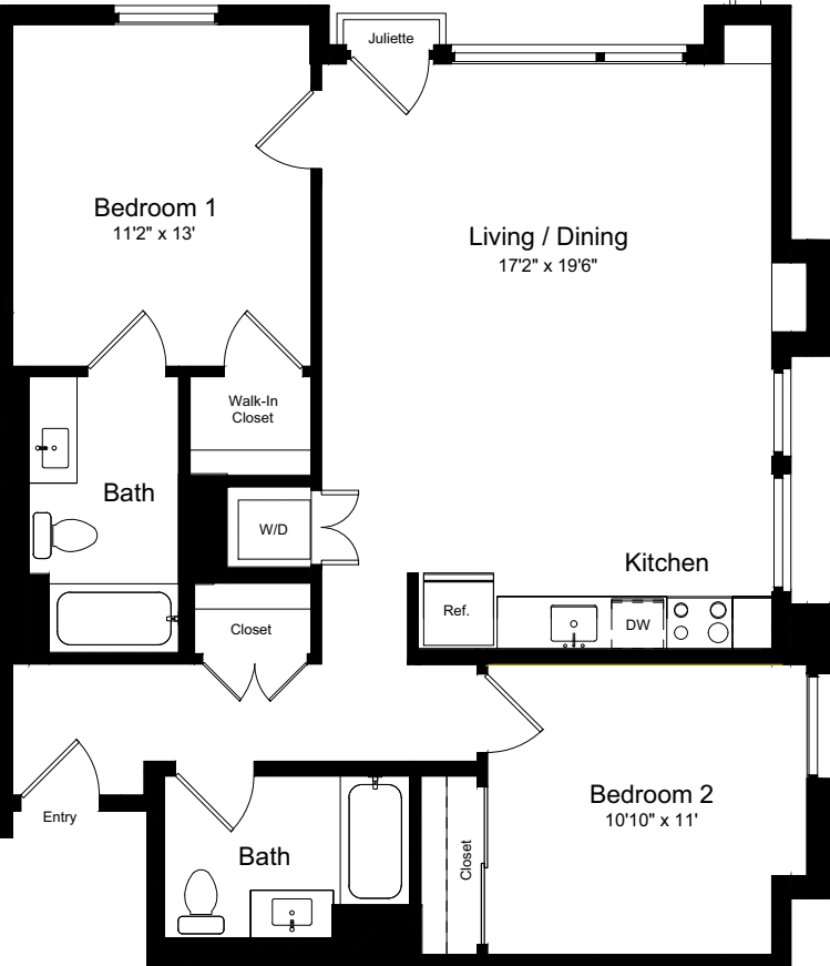 2 Bedroom FJ floor plan