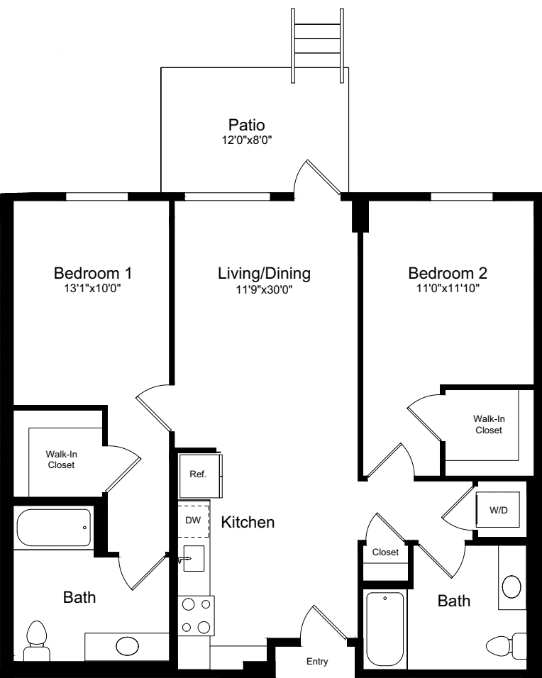 2A with Patio - Level 1 floor plan