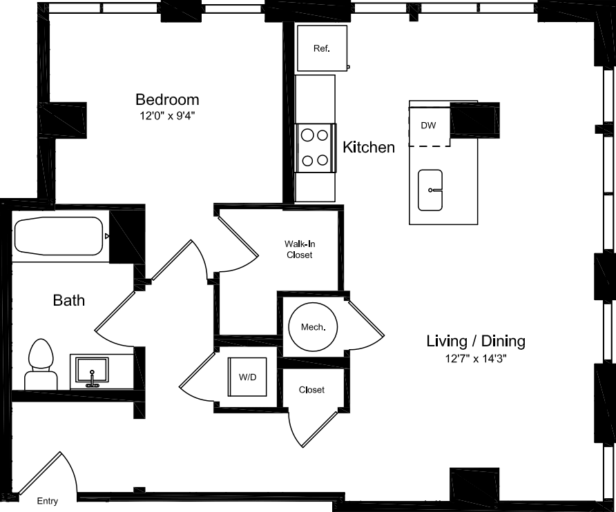 1J floor plan