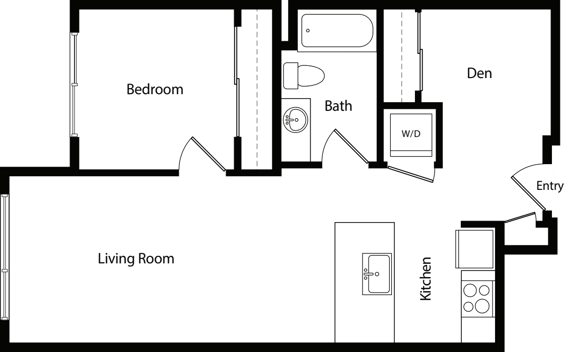 One Bedroom Den B floor plan