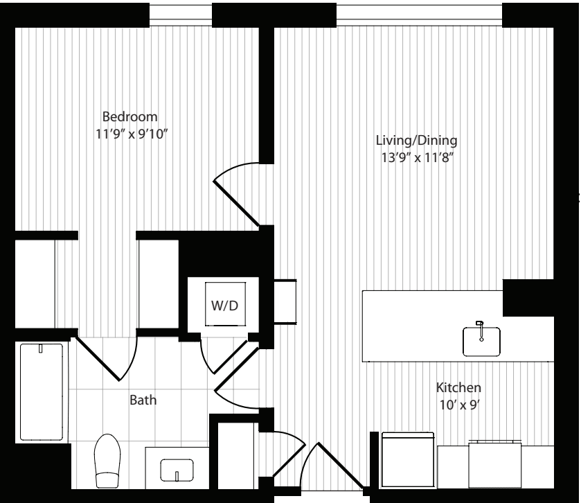 1 Bedroom B floor plan