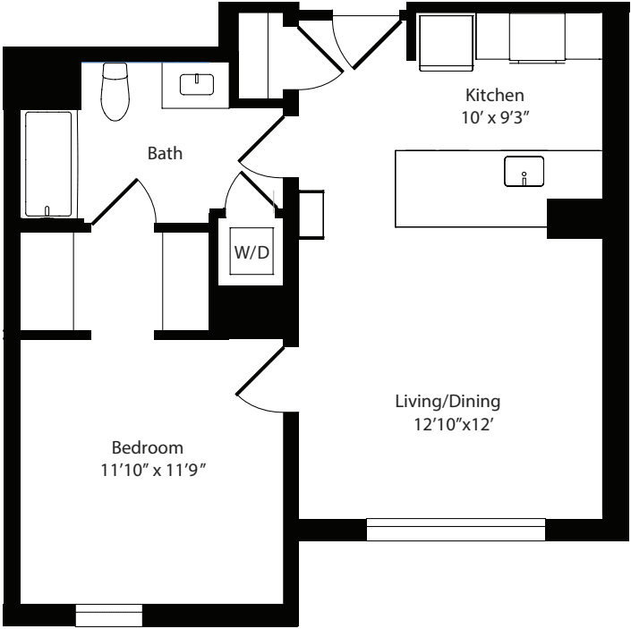 1 Bedroom G floor plan