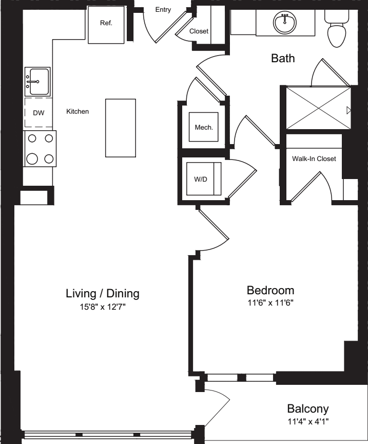 A03 with Balcony floor plan