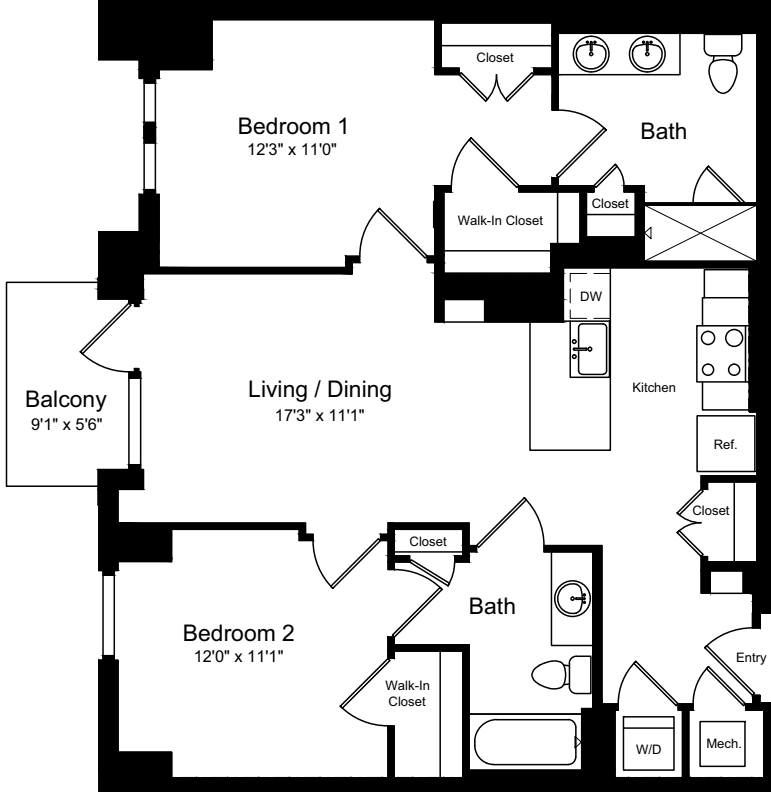 B02 with Balcony floor plan
